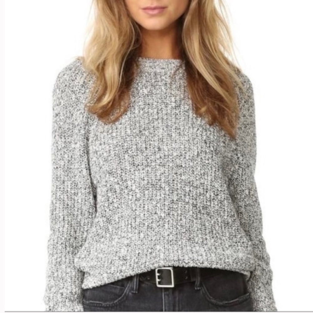 Free People Women's Black and White Sweater